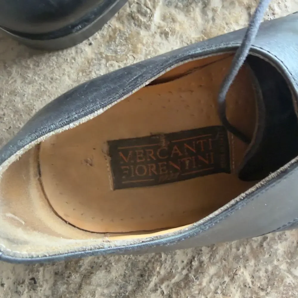 VINTAGE 90S MERCANTI FLORENTI OXFORDS BLACK LEATHER CHUNKY SOLE MENS SIZE 10.5